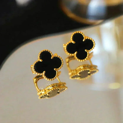 [Clover Jewelrys]CLOVER MEDIUM 1 MOTIFS  ONYX STUD EARRINGS