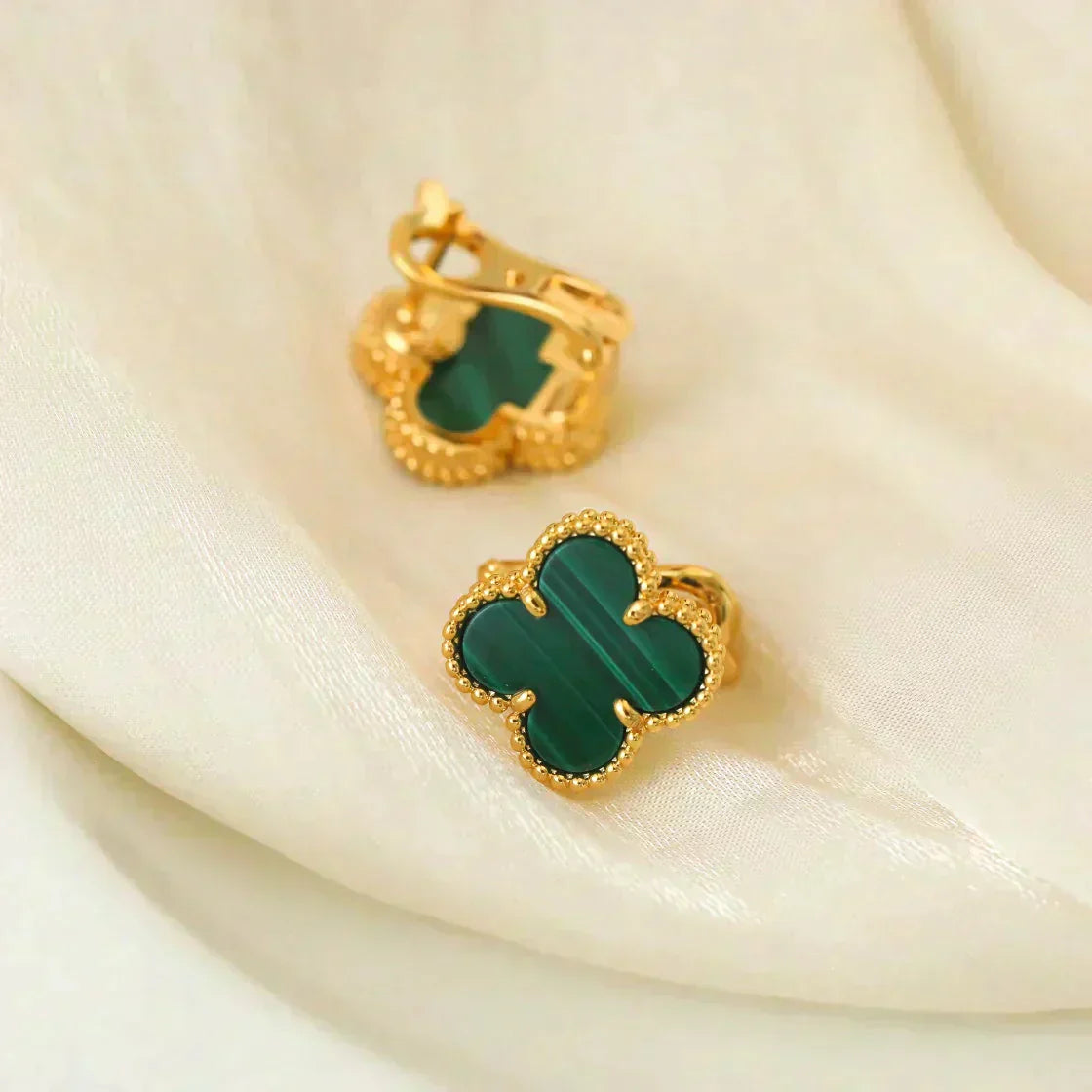 [Clover Jewelrys]CLOVER MEDIUM 1 MOTIFS MALACHITE  EARRINGS