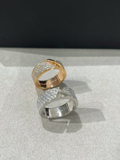 [Clover Jewelrys]LIENS EVIDENCE PINK GOLD DIAMOND PAVED RING