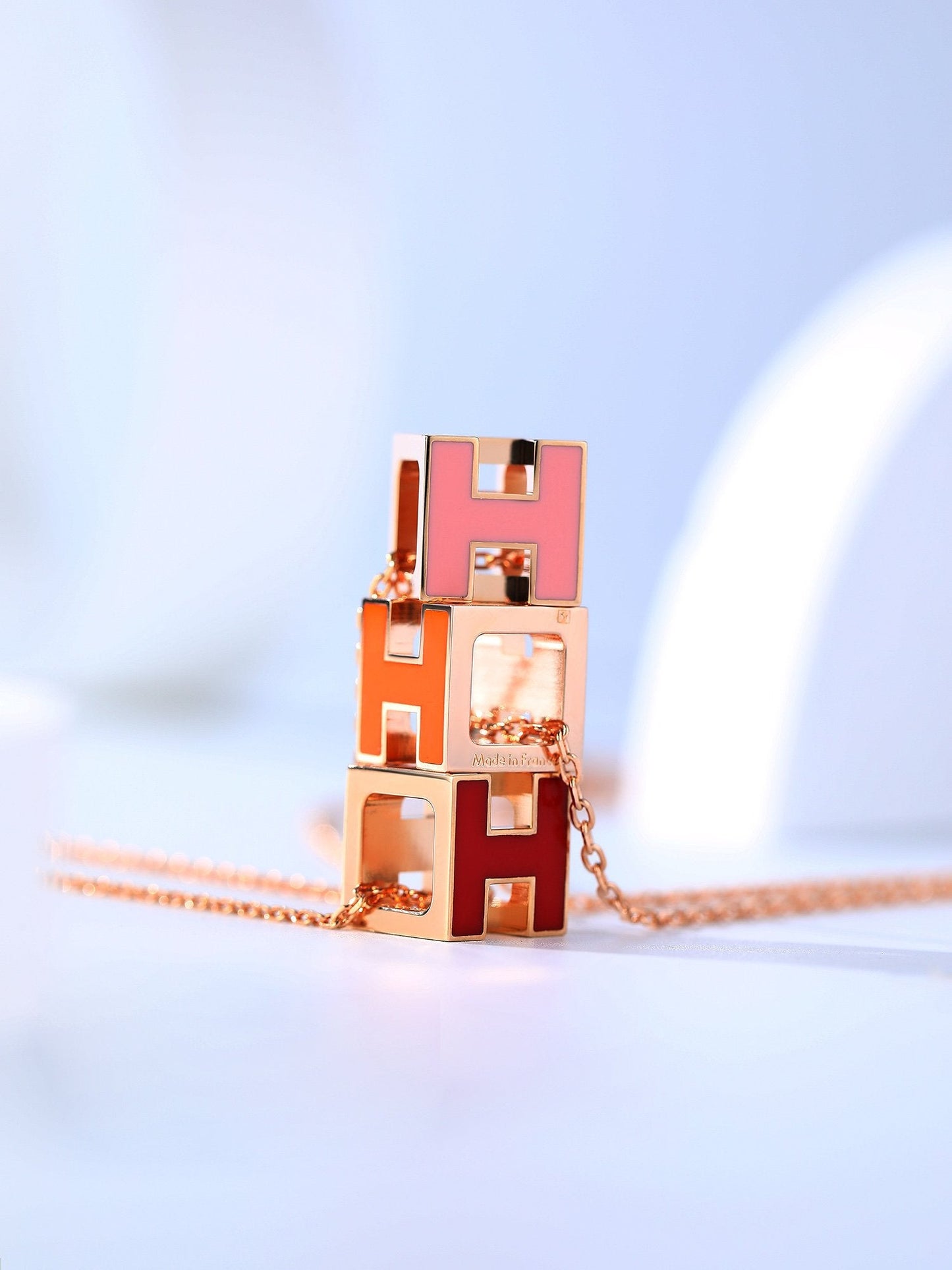 [Clover Jewelrys]H CAGE PINK GOLD NECKLACE