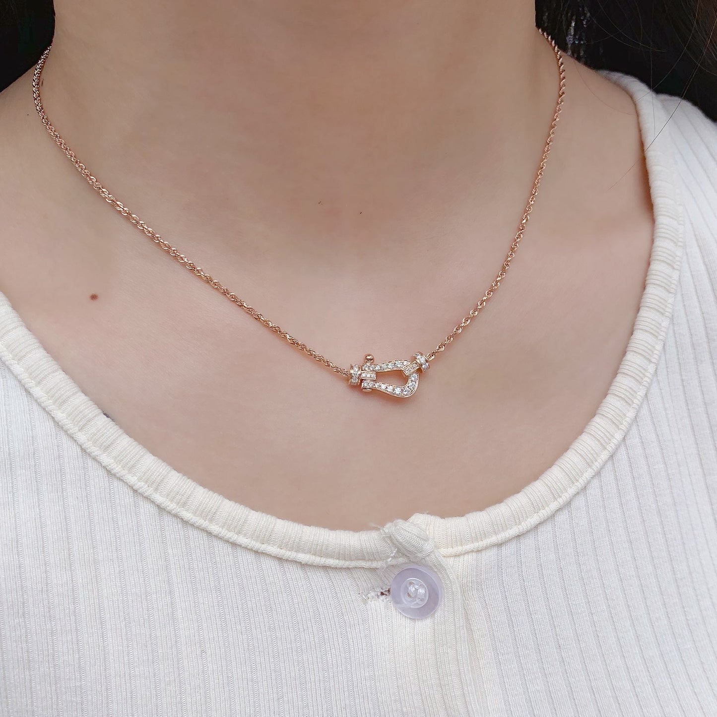 [Clover Jewelrys]FORCE 10 PINK GOLD DIAMOND NECKLACE