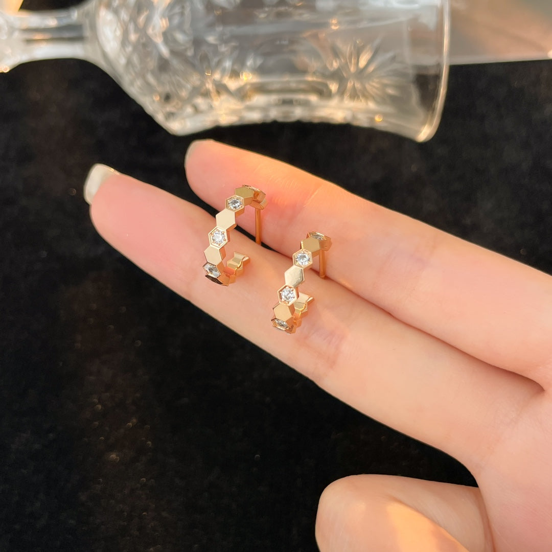 [Clover Jewelrys]BEE LOVE DIAMOND HOOP EARRINGS