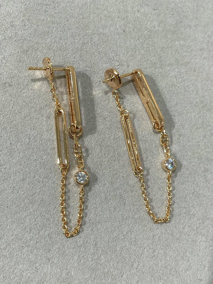 [Clover Jewelrys]CHAINE CHAOS DIAMOND DROP EARRINGS