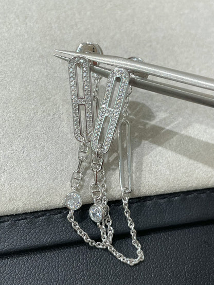 [Clover Jewelrys]CHAINE CHAOS DIAMOND DROP EARRINGS