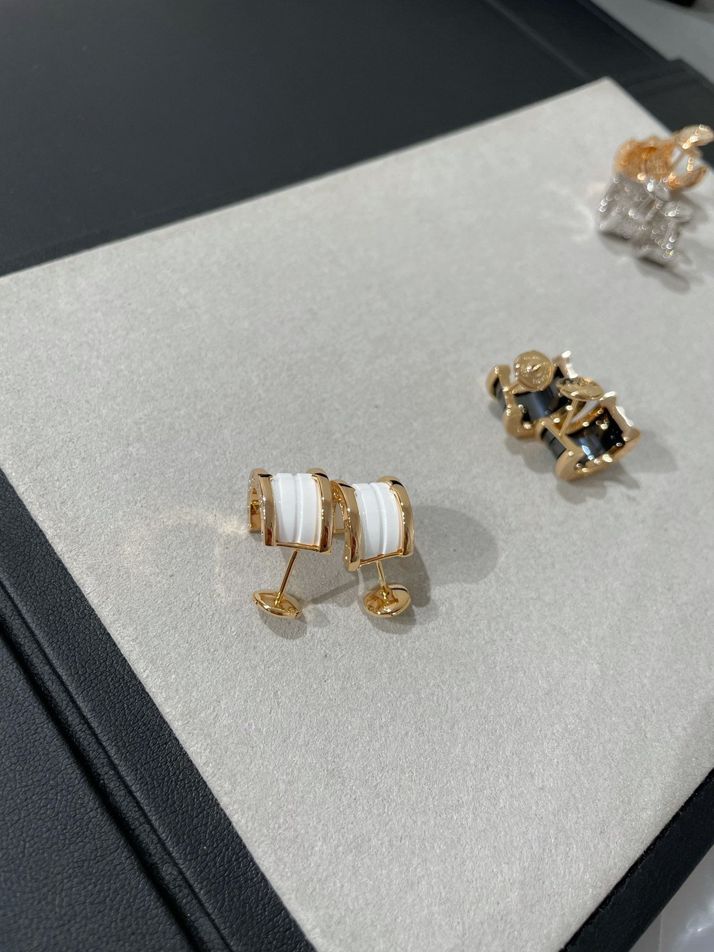 [Clover Jewelrys]ZERO 1 PINK GOLD CERAMIC EARRINGS