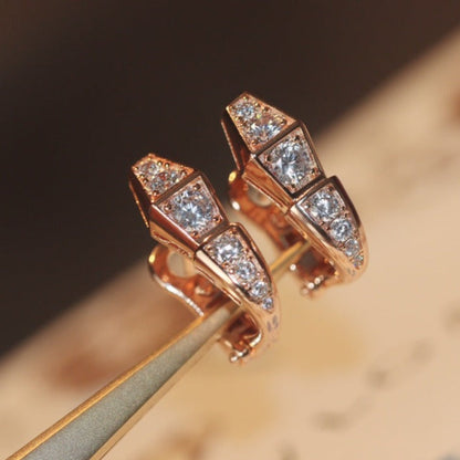 [Clover Jewelrys]SERPENT PINK GOLD DIAMOND EARRINGS