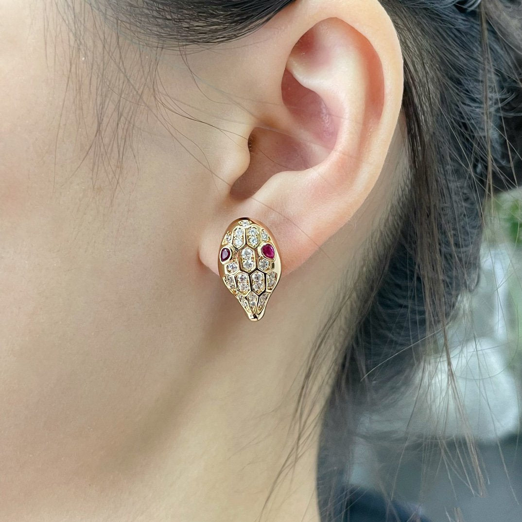 [Clover Jewelrys]SERPENT DIAMOND STUD EARRINGS