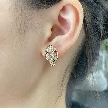 [Clover Jewelrys]SERPENT DIAMOND STUD EARRINGS