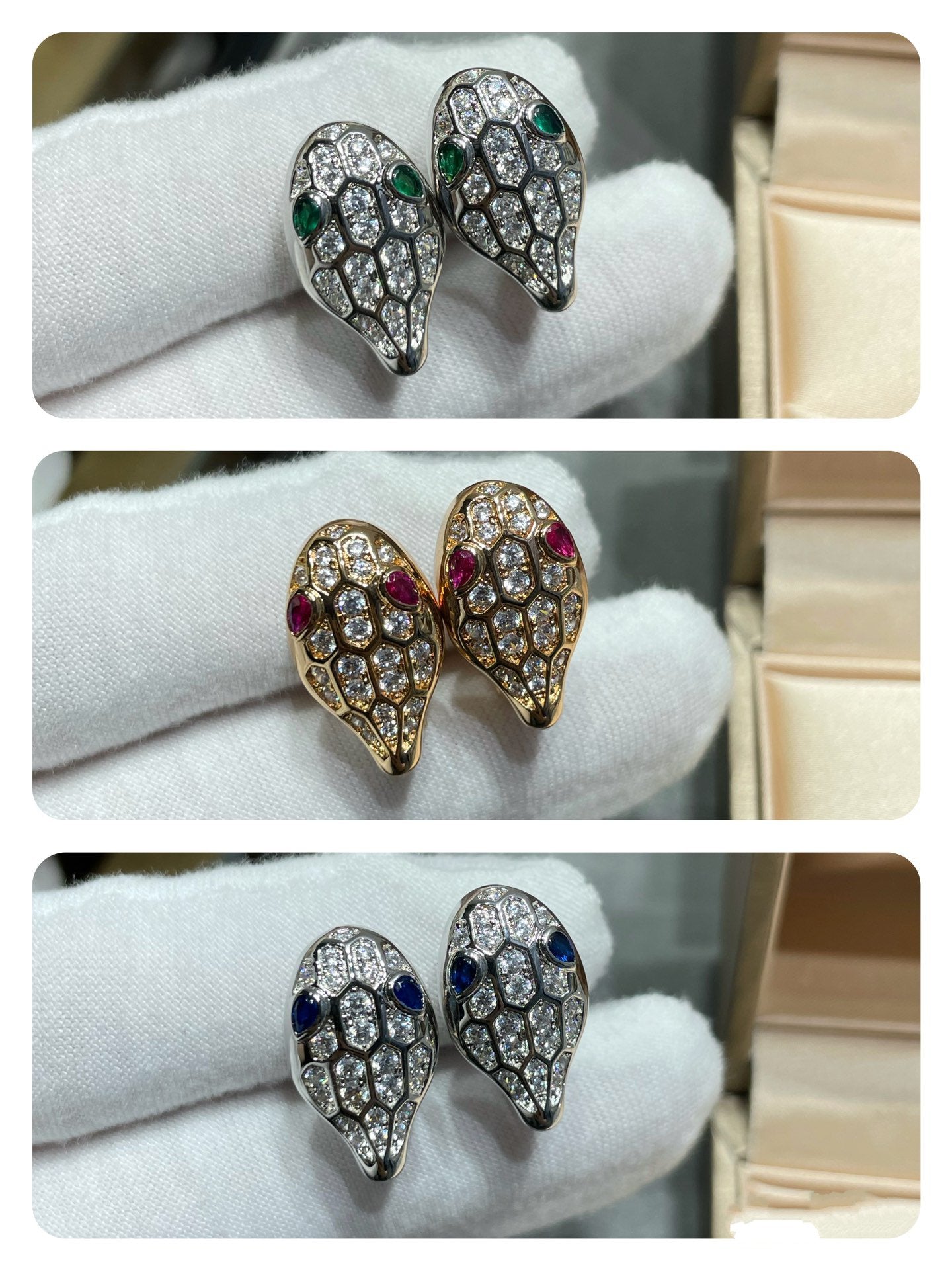 [Clover Jewelrys]SERPENT DIAMOND STUD EARRINGS