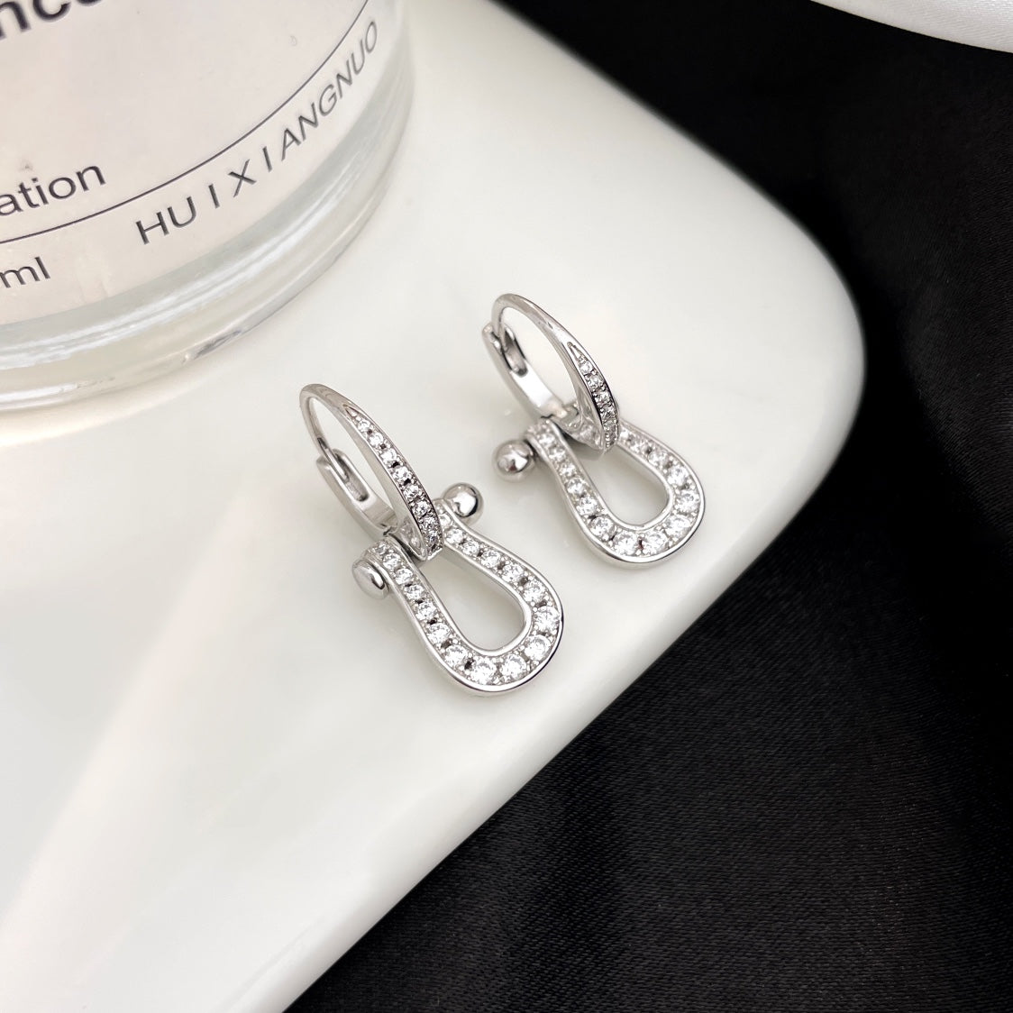 [Clover Jewelrys]FORCE 10 FULL DIAMOND DROP EARRINGS MEDIUM MODEL