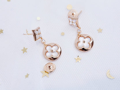 [Clover Jewelrys]STAR AND SUN PINK GOLD MOP DROP EARRINGS