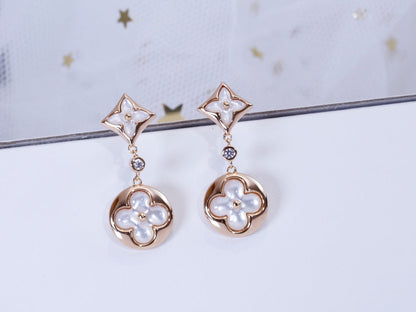 [Clover Jewelrys]STAR AND SUN PINK GOLD MOP DROP EARRINGS