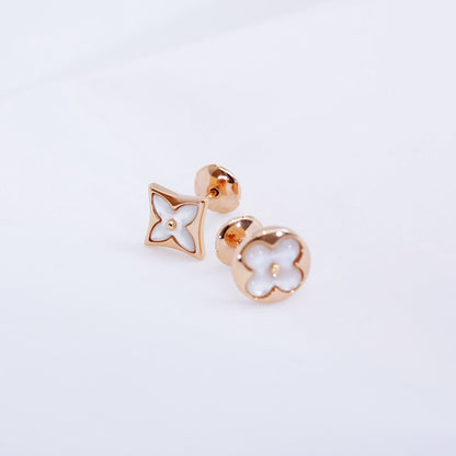 [Clover Jewelrys]STAR AND SUN PINK GOLD MOP STUD EARRINGS