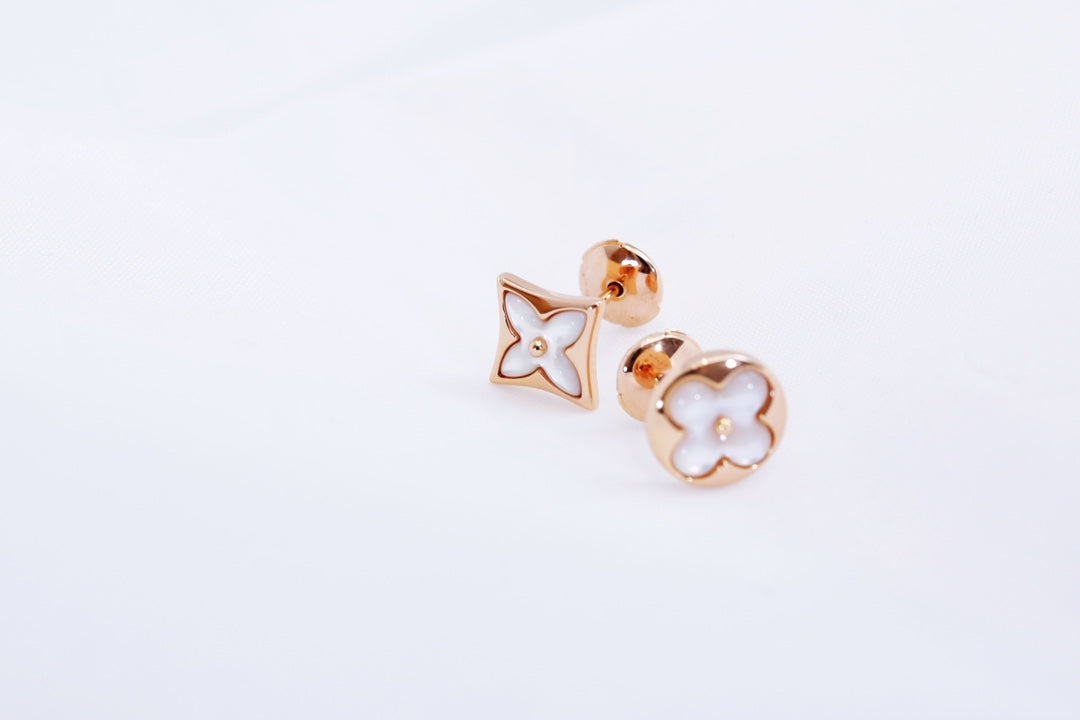 [Clover Jewelrys]STAR AND SUN PINK GOLD MOP STUD EARRINGS