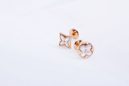 [Clover Jewelrys]STAR AND SUN PINK GOLD MOP STUD EARRINGS