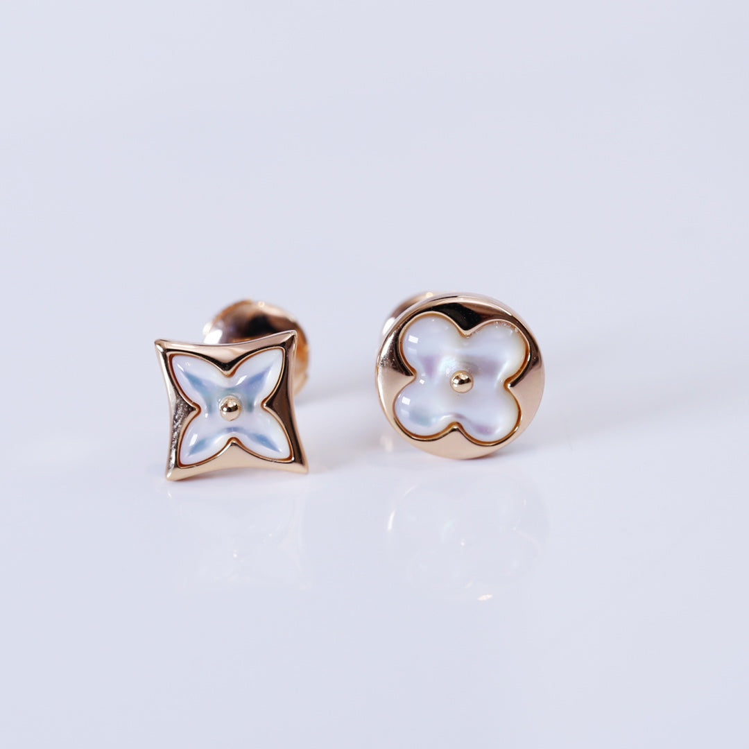 [Clover Jewelrys]STAR AND SUN PINK GOLD MOP STUD EARRINGS