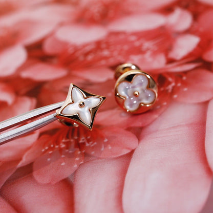 [Clover Jewelrys]STAR AND SUN PINK GOLD MOP STUD EARRINGS