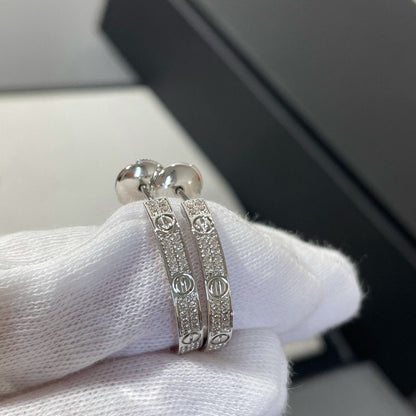 [Clover Jewelrys]LOVE DIAMOND SILVER HOOP EARRINGS