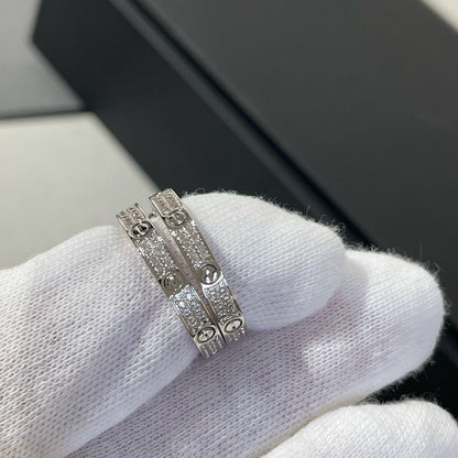 [Clover Jewelrys]LOVE DIAMOND SILVER HOOP EARRINGS