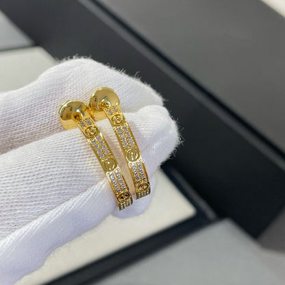 [Clover Jewelrys]LOVE DIAMOND GOLD HOOP EARRINGS