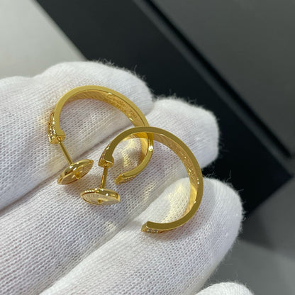 [Clover Jewelrys]LOVE DIAMOND GOLD HOOP EARRINGS