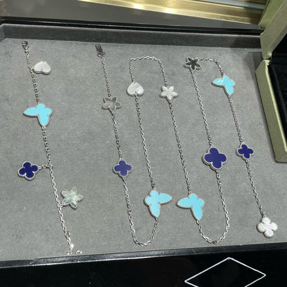 [Clover Jewelrys]LUCKY CLOVER SILVER 11 MOTIF NECKLACE