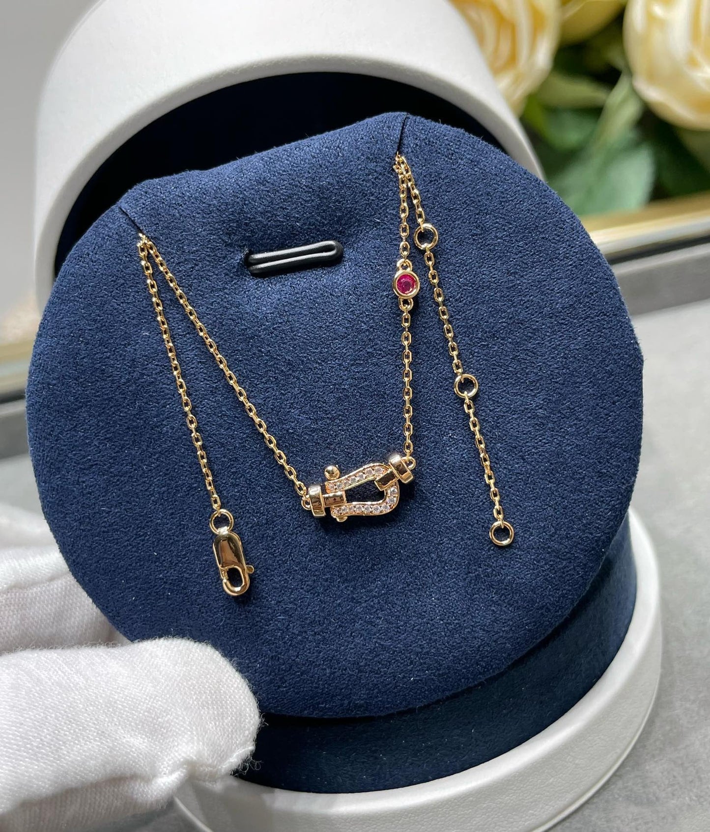 [Clover Jewelrys]FORCE 10 DIAMOND PINK GOLD NECKLACE