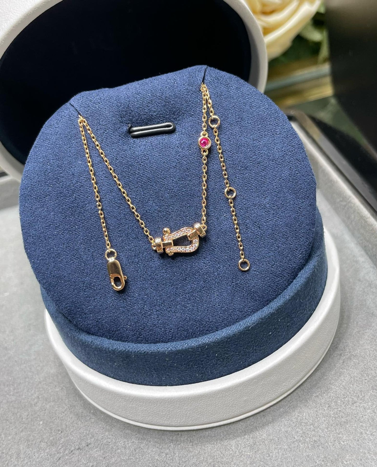 [Clover Jewelrys]FORCE 10 DIAMOND PINK GOLD NECKLACE