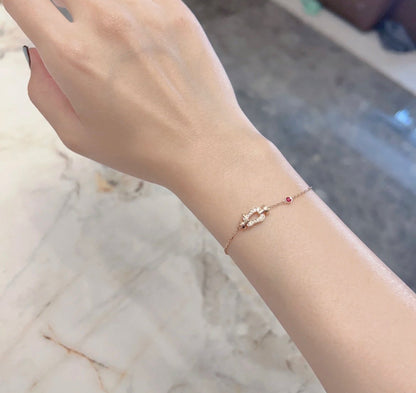 [Clover Jewelrys]FORCE 10 DIAMOND CHAIN LINK PINK GOLD BRACELET