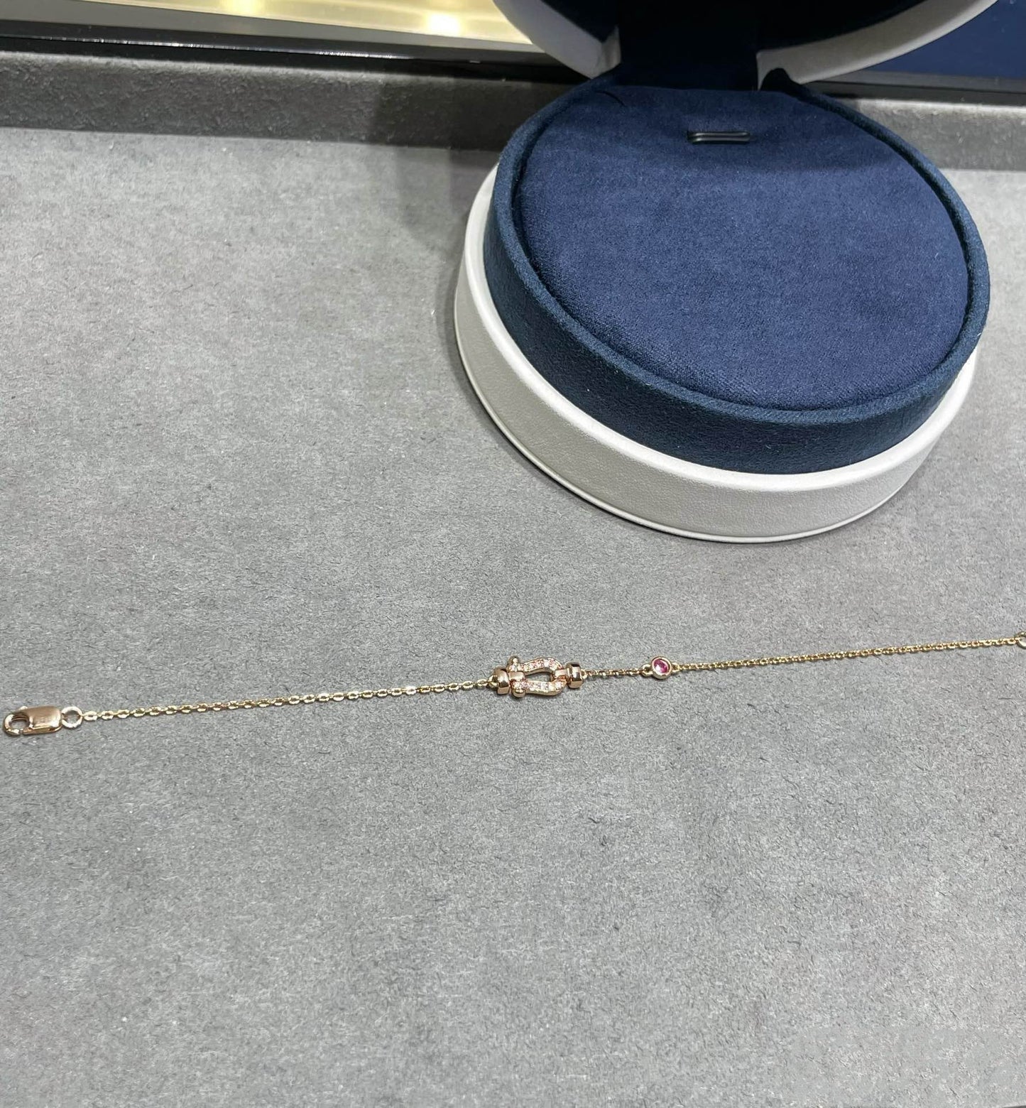 [Clover Jewelrys]FORCE 10 DIAMOND CHAIN LINK PINK GOLD BRACELET