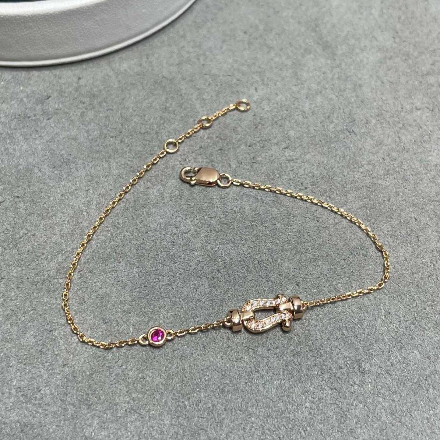 [Clover Jewelrys]FORCE 10 DIAMOND CHAIN LINK PINK GOLD BRACELET