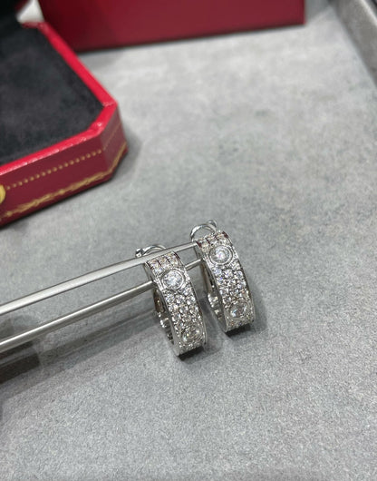 [Clover Jewelrys]LOVE 5.5MM DIAMOND PAVED EARRINGS