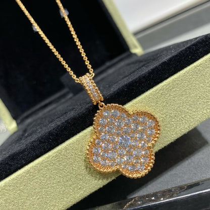 [Clover Jewelrys]CLOVER 25MM LARGE PEDANT DIAMOND PAVED LONG NECKLACE