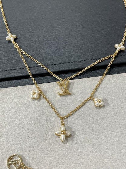 [Clover Jewelrys]FLOWERGRAM GOLD MOP DOUBLE ROW NECKLACE