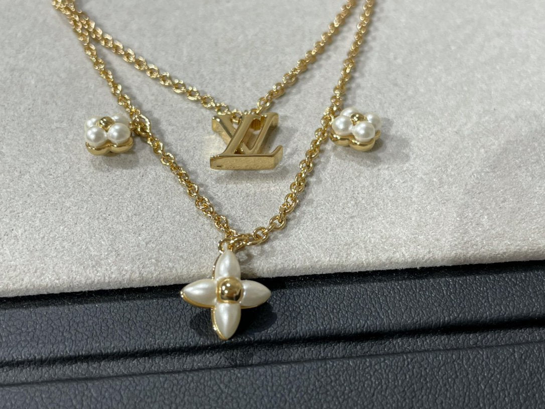 [Clover Jewelrys]FLOWERGRAM GOLD MOP DOUBLE ROW NECKLACE