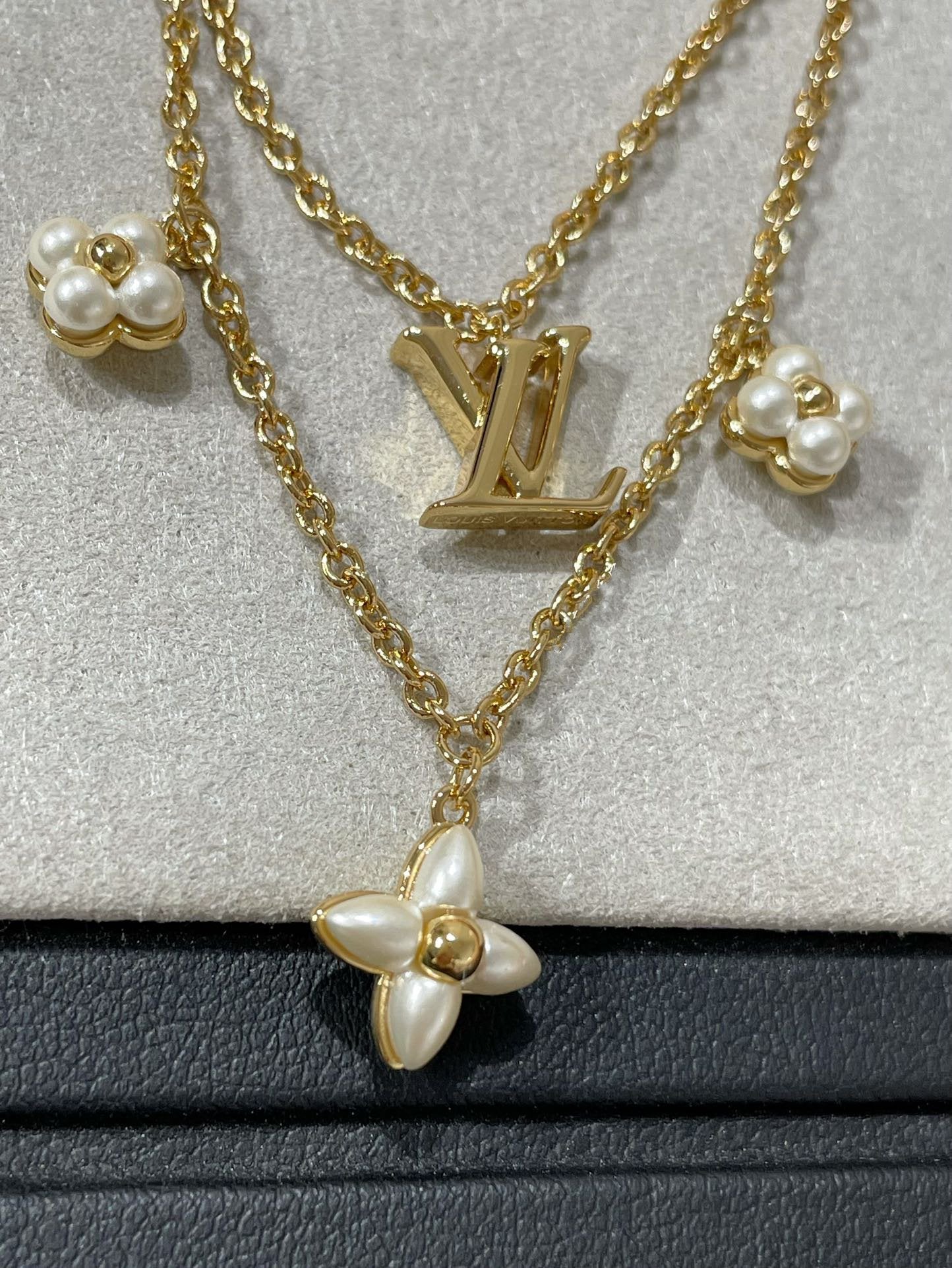 [Clover Jewelrys]FLOWERGRAM GOLD MOP DOUBLE ROW NECKLACE