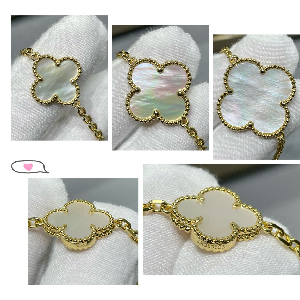 [Clover Jewelrys]CLOVER 16 MOTIF WHITE MOP GOLD NECKLACE