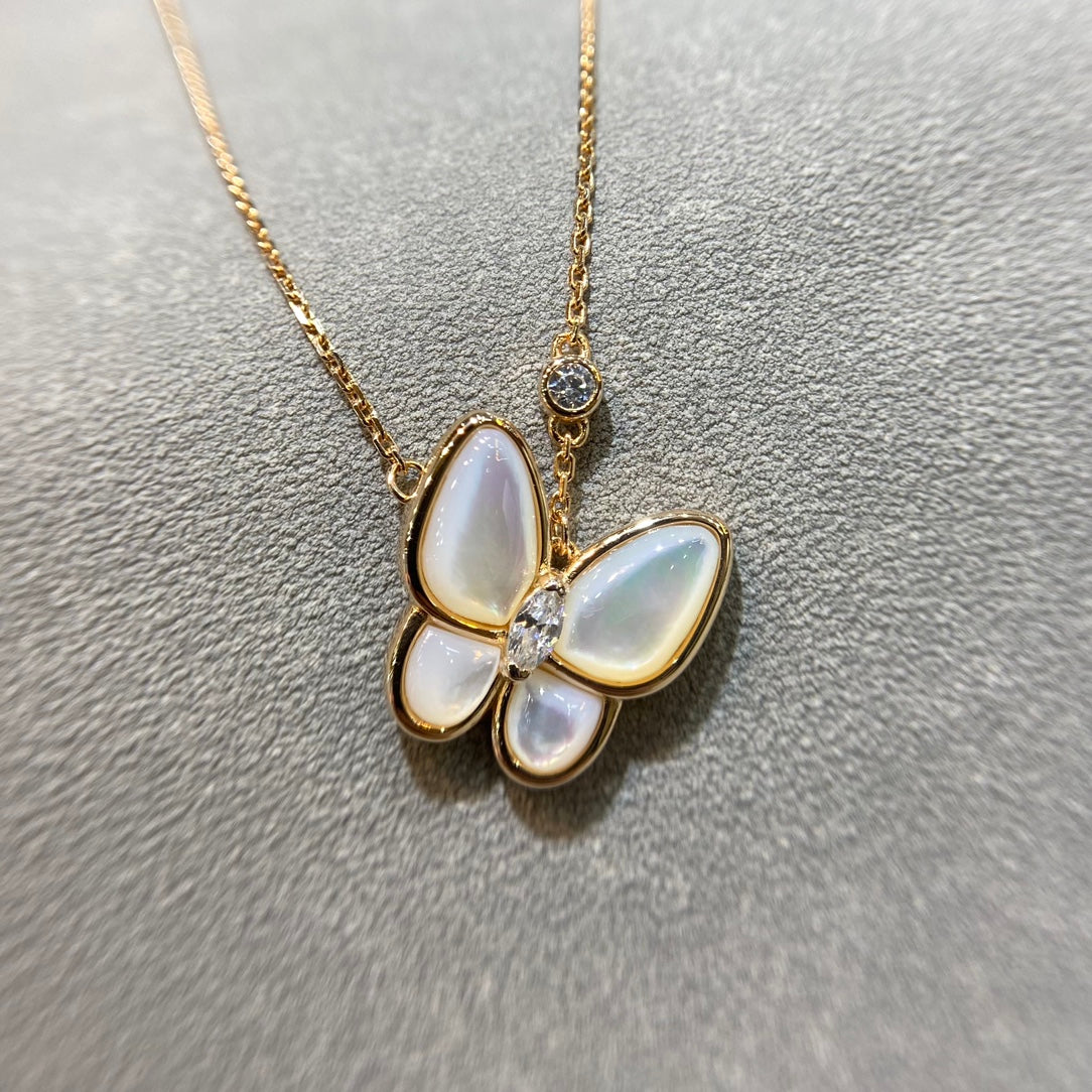 [Clover Jewelrys]BUTTERFLY MOP DIAMOND NECKLACE