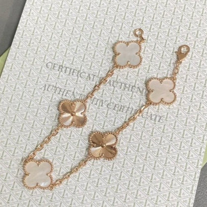 [Clover Jewelrys]CLOVER BRACELET 5 MOTIF WHITE MOP PINK GOLD