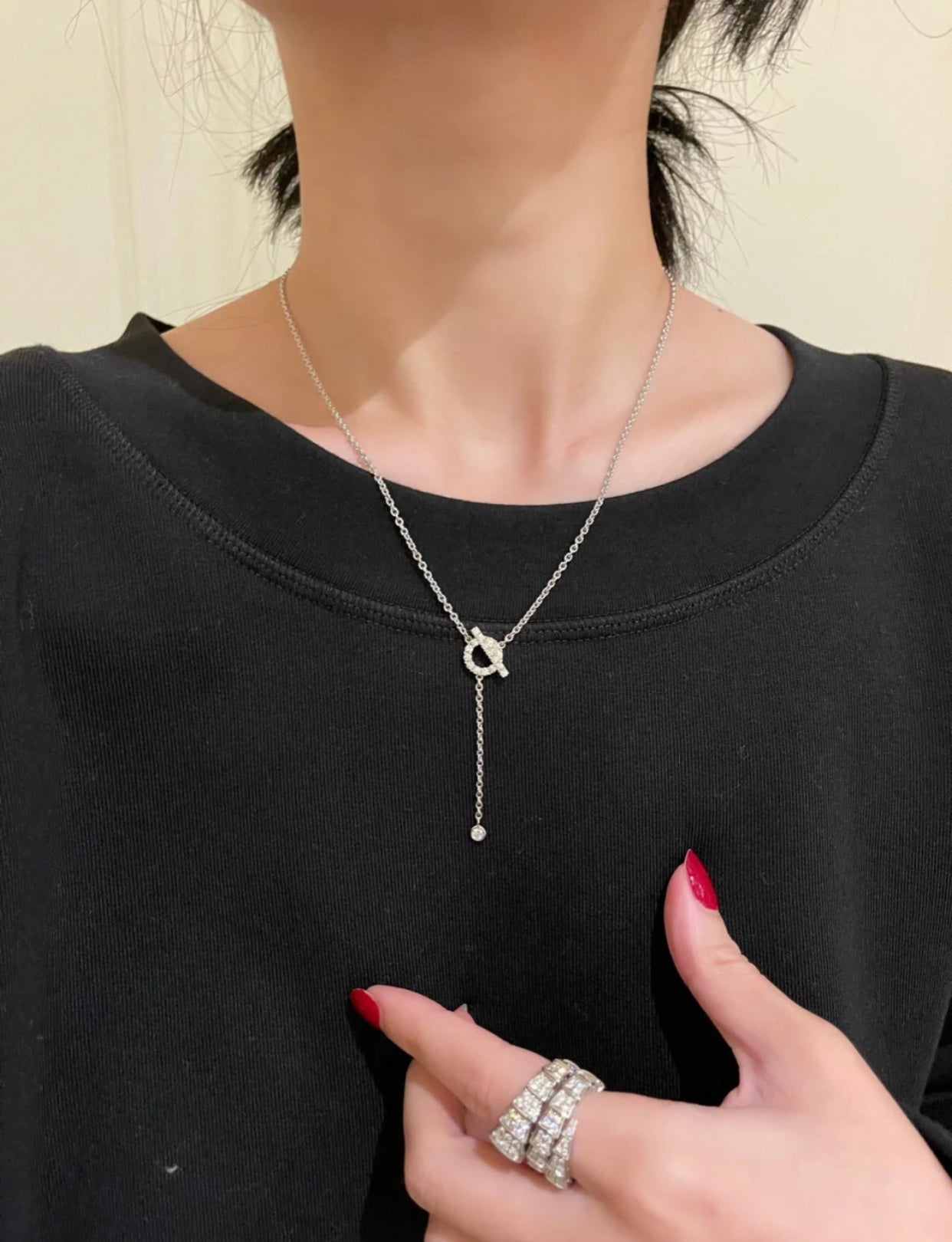 [Clover Jewelrys]FINESSE SILVER DIAMOND NECKLACE