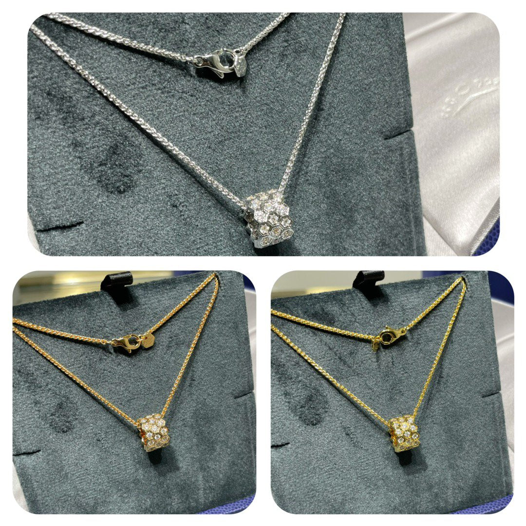 [Clover Jewelrys]BEE LOVE DIAMOND PAVED 3 ROW NECKLACE