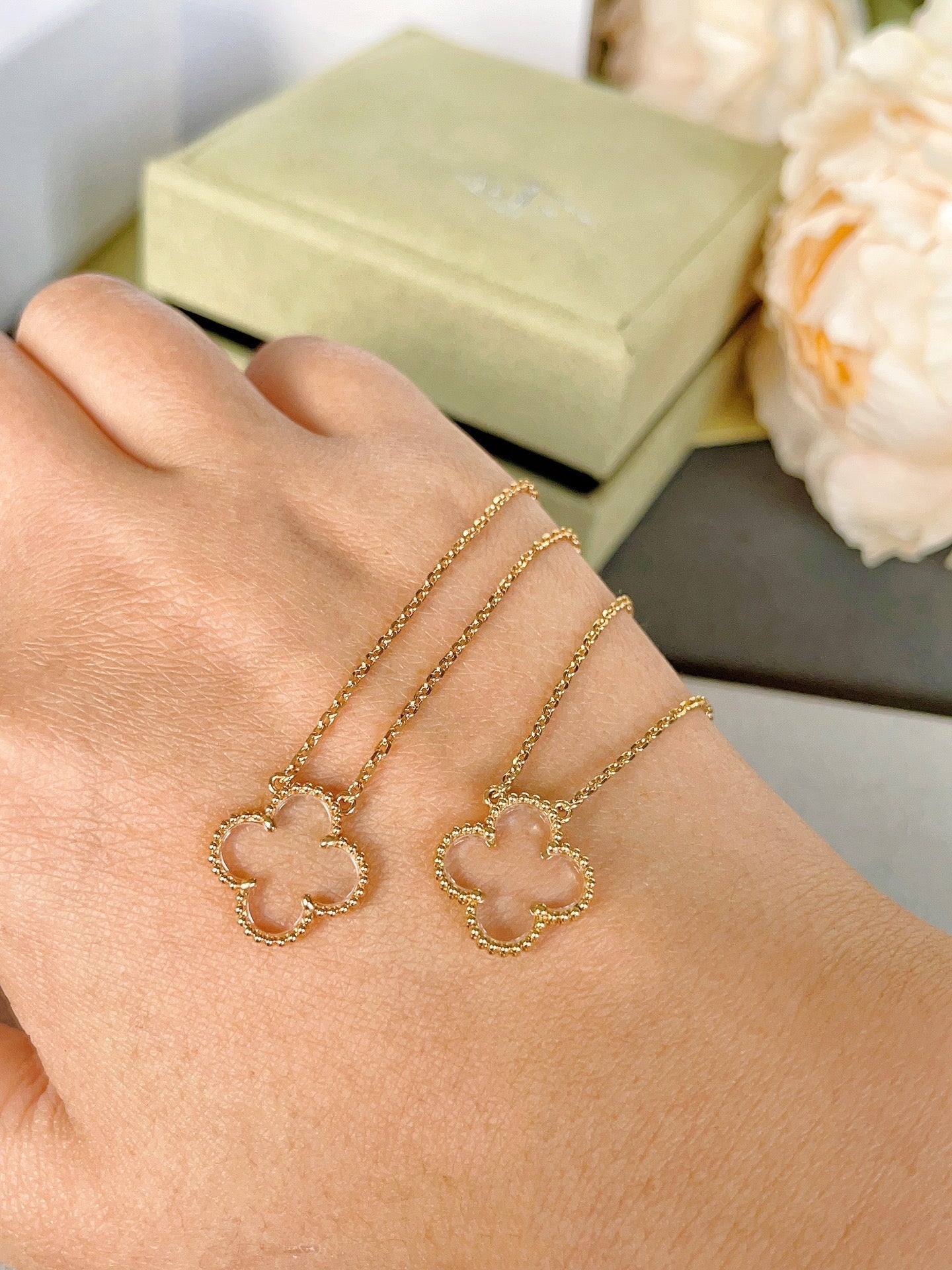 [Clover Jewelrys]CLOVER ROCK CRYSTAL ROSE GOLD NECKLACE