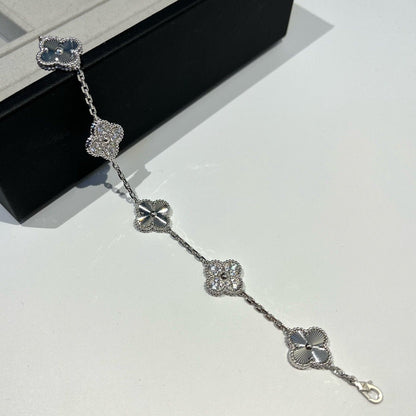 [Clover Jewelrys]CLOVER 5 MOTIF SILVER DIAMOND BRACELET