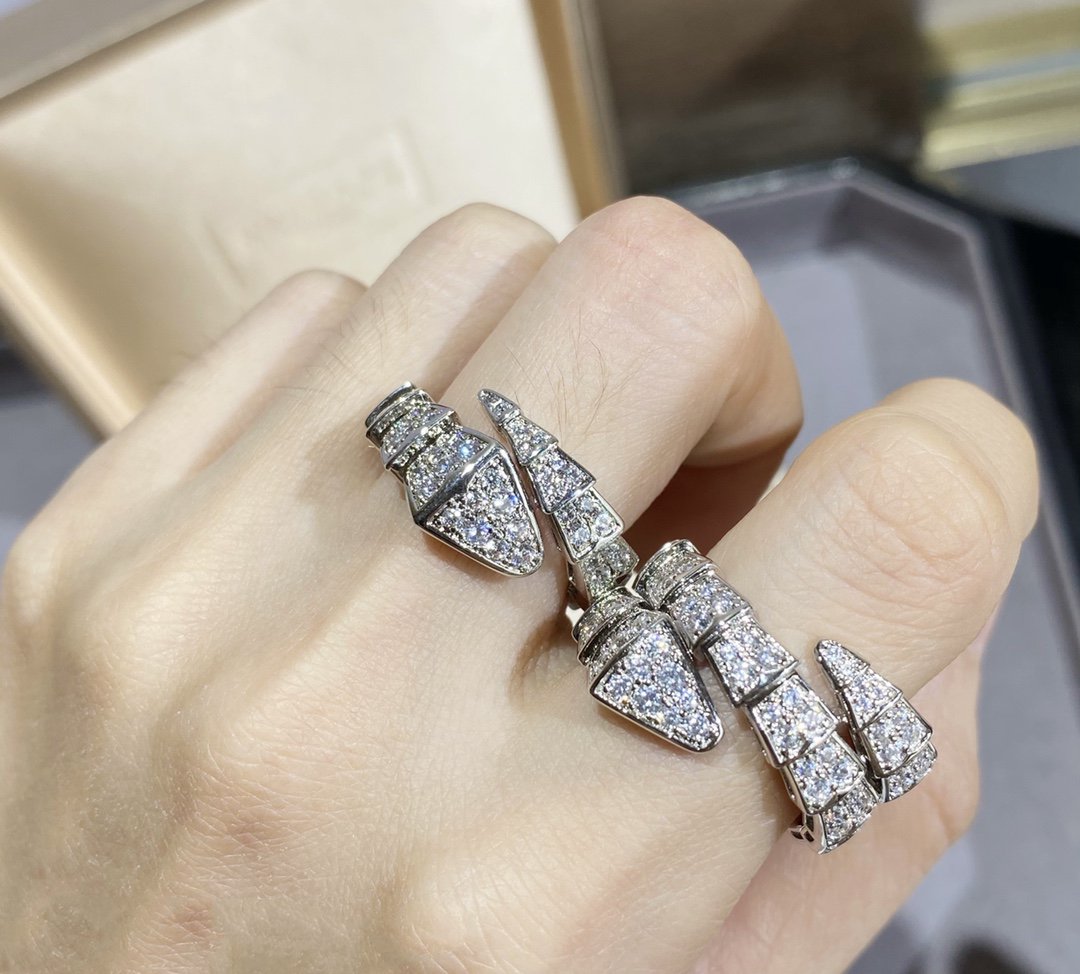 [Clover Jewelrys]SERPENTI LARGE RING SILVER DIAMOND PAVED