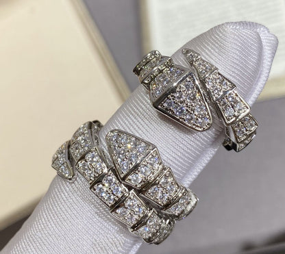 [Clover Jewelrys]SERPENTI LARGE RING SILVER DIAMOND PAVED