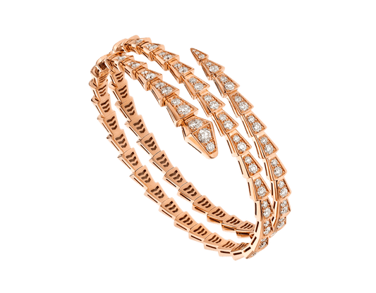 [Clover Jewelrys]SERPENTI BRACELET PINK GOLD DIAMOND DOUBLE ROW