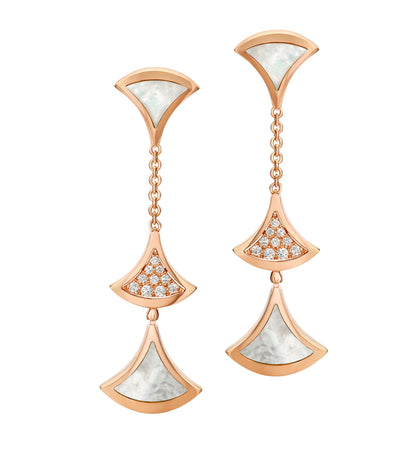 [Clover Jewelrys]DREAM EARRINGS 3 MOTIFS DIAMOND MOP PINK GOLD