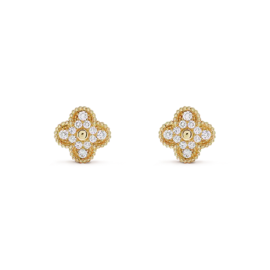 [Clover Jewelrys]CLOVER MEDIUM 1 MOTIFS FUll DIAMOND EARRINGS