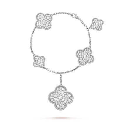 [Clover Jewelrys]CLOVER 6 MOTIFS SILVER DIAMOND BRACELET