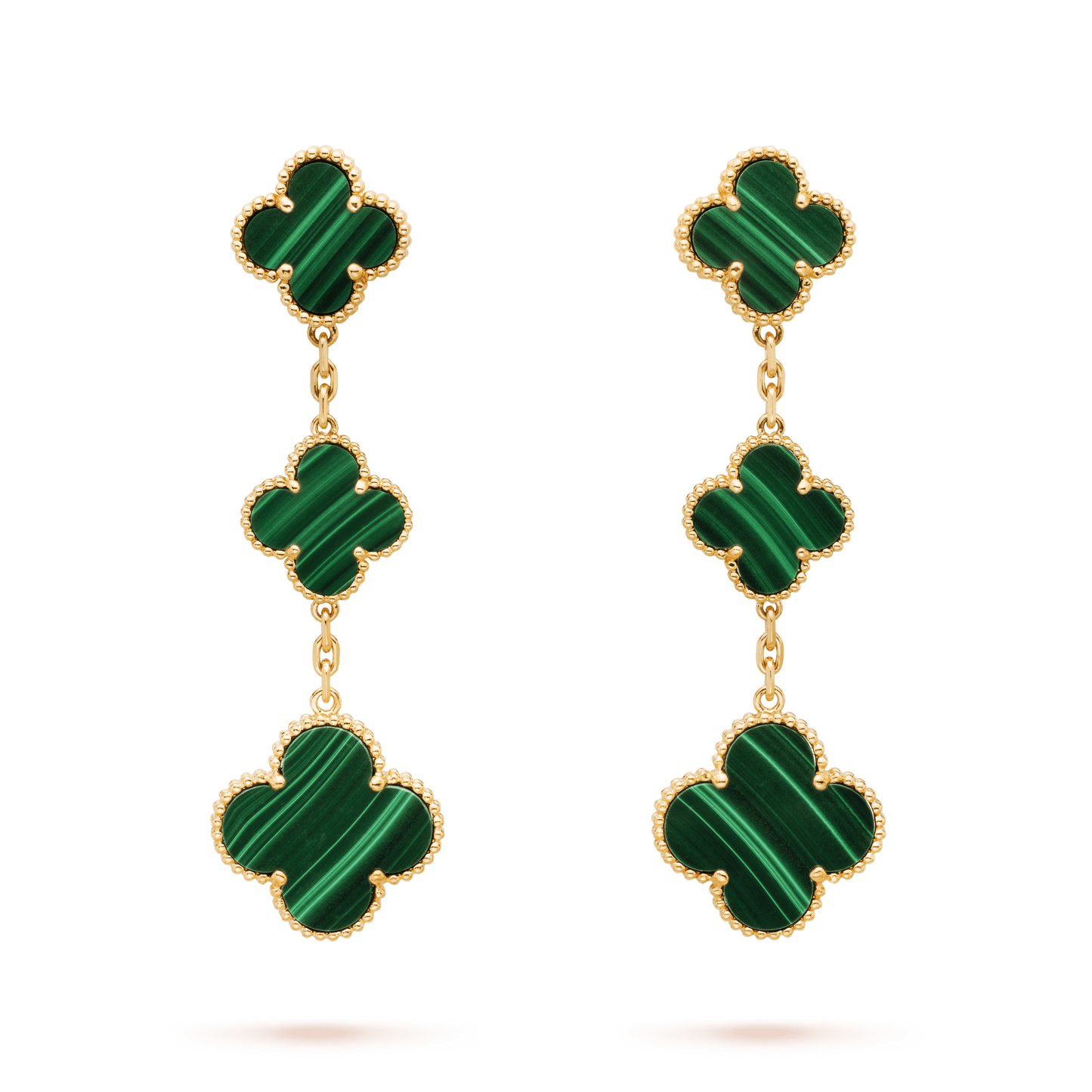 [Clover Jewelrys]CLOVER MALACHITE 3 MOTIFS GOLD